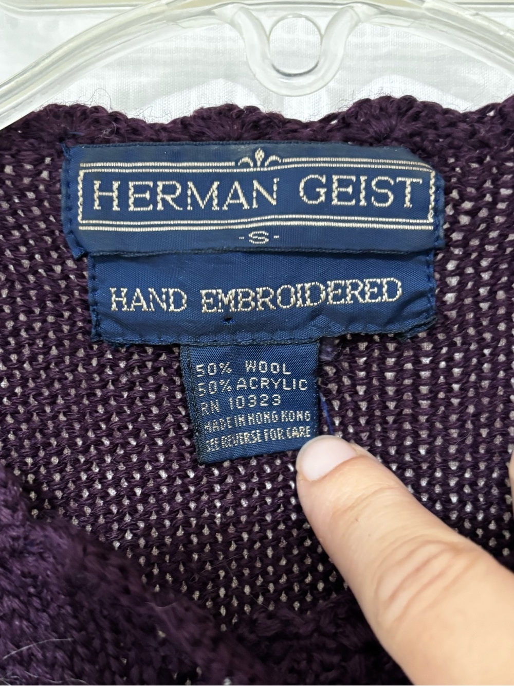 Vintage Herman Geist Hand Embroidered Floral Cardigan Sz Small - Picture 3 of 7